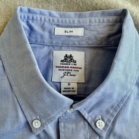 J. Crew Thomas Mason poplin button-down collar shirt in light blue - Picture 2 of 5